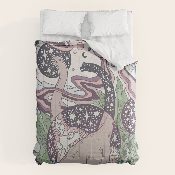 Jurassic Portal | Purple Haze Palette | Dinosaur Science Fiction Art Comforter Gallery Image 6