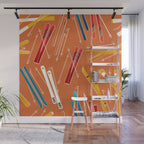 Retro Ski Pattern Illustration Wall Mural Gallery Image 1
