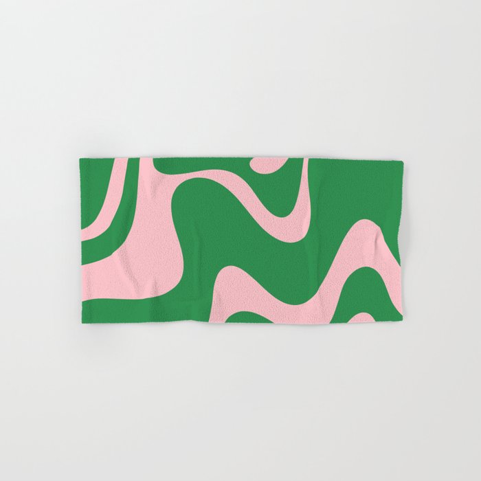 Retro Liquid Swirl Abstract 2 in Green and Pink Bath Towel Gallery Image 1
