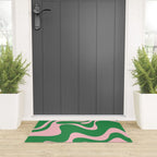 Retro Liquid Swirl Abstract 2 in Green and Pink Welcome Mat Gallery Image 3
