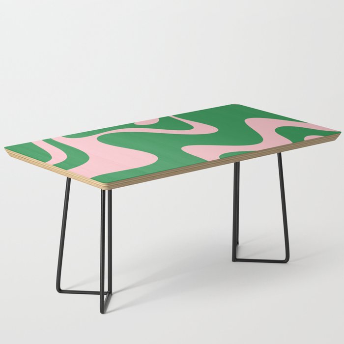 Retro Liquid Swirl Abstract 2 in Green and Pink Coffee Table Gallery Image 1