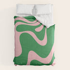 Retro Liquid Swirl Abstract 2 in Green and Pink Comforter Gallery Image 6