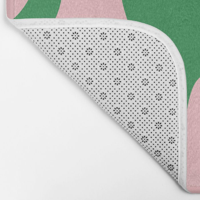 Retro Liquid Swirl Abstract 2 in Green and Pink Bath Mat Gallery Image 2