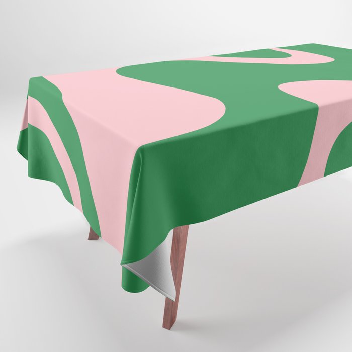 Retro Liquid Swirl Abstract 2 in Green and Pink Tablecloth Gallery Image 1