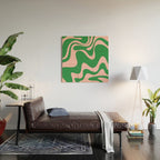 Retro Liquid Swirl Abstract 2 in Green and Pink Wood Wall Art Gallery Image 2