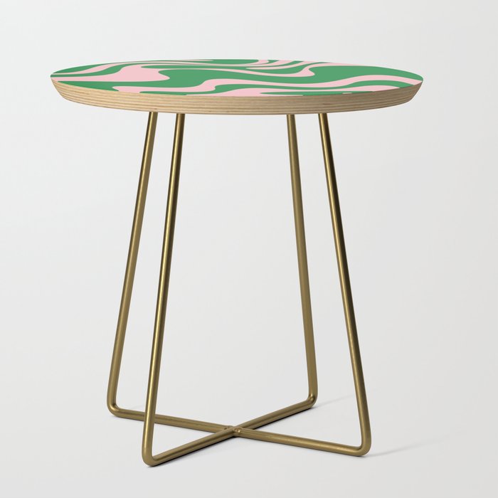 Retro Liquid Swirl Abstract 2 in Green and Pink Side Table Gallery Image 1