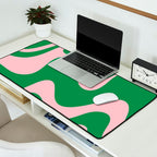 Retro Liquid Swirl Abstract 2 in Green and Pink Desk Mat Gallery Image 2
