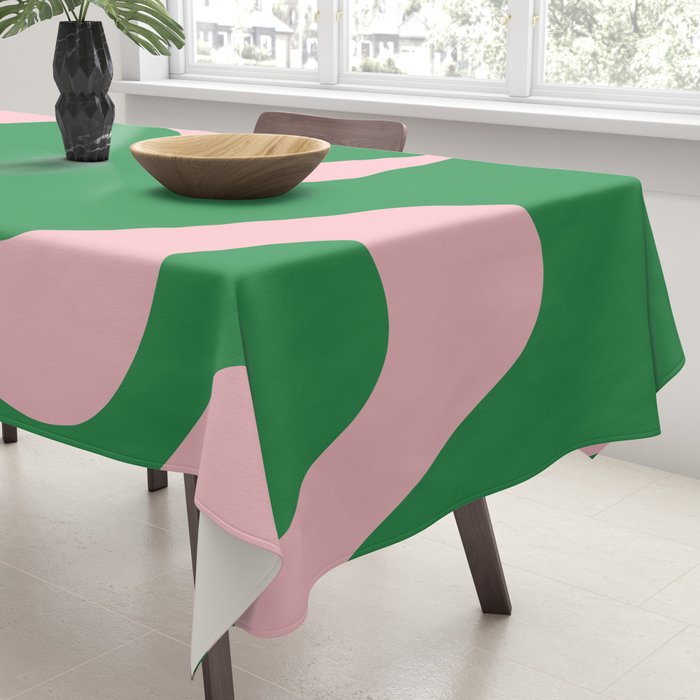 Retro Liquid Swirl Abstract 2 in Green and Pink Tablecloth Gallery Image 3