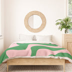 Retro Liquid Swirl Abstract 2 in Green and Pink Duvet Cover Gallery Image 3