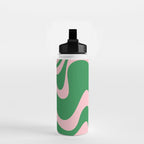 Retro Liquid Swirl Abstract 2 in Green and Pink Water Bottle Gallery Image 2