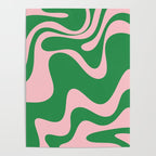 Retro Liquid Swirl Abstract 2 in Green and Pink Poster Gallery Image 4