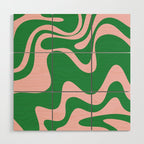 Retro Liquid Swirl Abstract 2 in Green and Pink Wood Wall Art Gallery Image 1