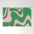 Retro Liquid Swirl Abstract 2 in Green and Pink Welcome Mat Gallery Image 1
