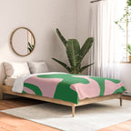 Retro Liquid Swirl Abstract 2 in Green and Pink Comforter Gallery Image 2