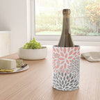 Festive, Floral Prints, Leaves and Blooms, Coral and Gray Wine Chiller Gallery Image 4