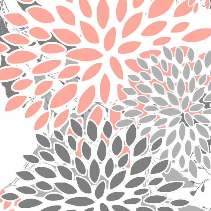 Festive, Floral Prints, Leaves and Blooms, Coral and Gray Coffee Mug Gallery Image 2