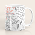 Festive, Floral Prints, Leaves and Blooms, Coral and Gray Coffee Mug Gallery Image 1