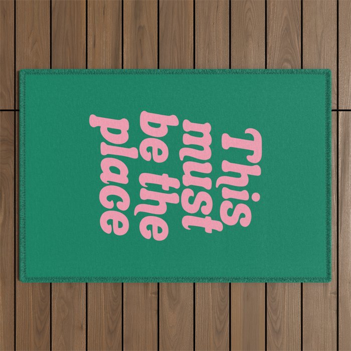 This Must Be The Place - Green Pink Outdoor Rug Gallery Image 1