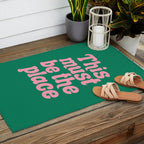 This Must Be The Place - Green Pink Outdoor Rug Gallery Image 2