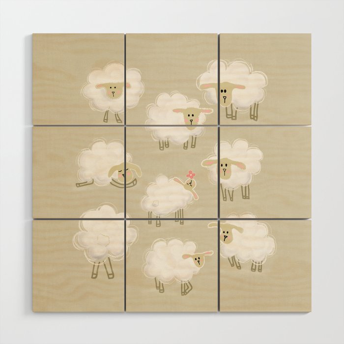 Herd of sheep Wood Wall Art Gallery Image 1