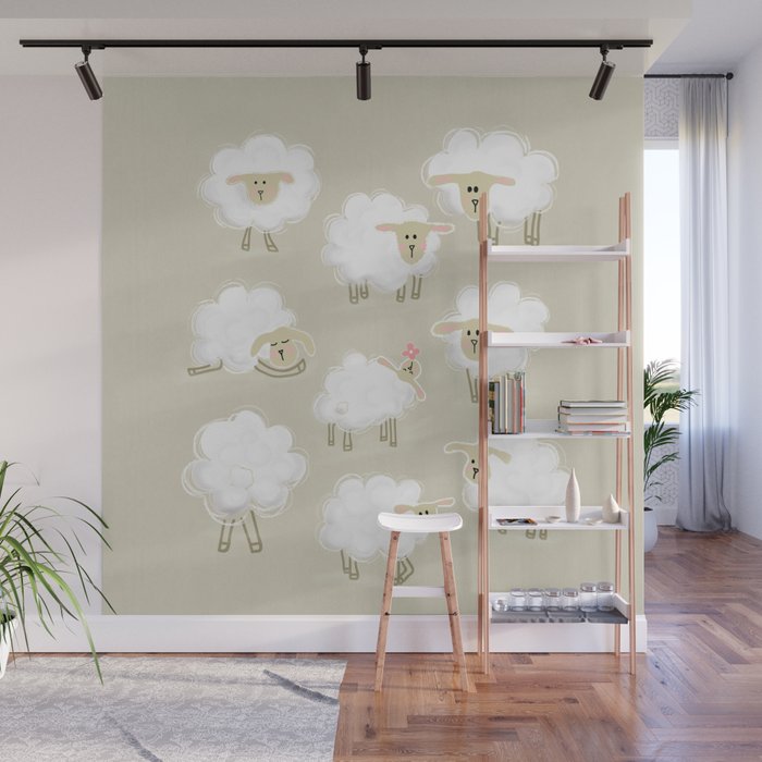 Herd of sheep Wall Mural Gallery Image 1