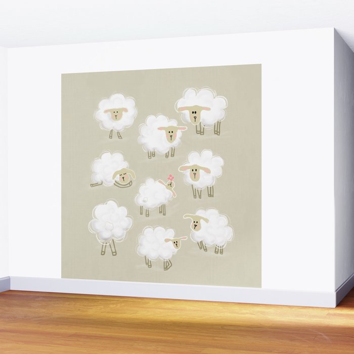 Herd of sheep Wall Mural Gallery Image 2