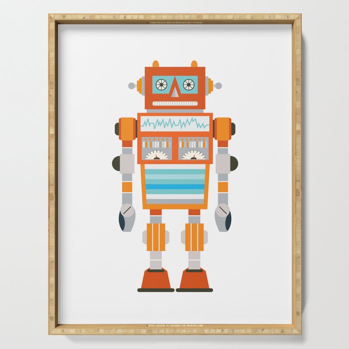 Orange Robot Retro Toy Serving Tray Gallery Image 1