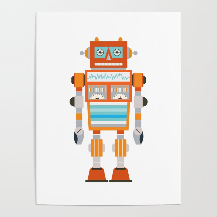 Orange Robot Retro Toy Poster Gallery Image 4
