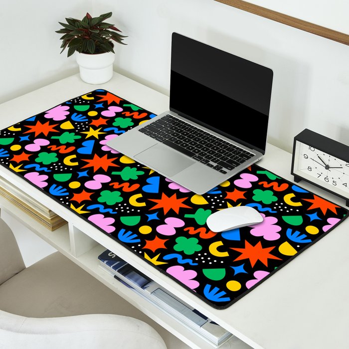 Colorful abstract organic shape art pattern Desk Mat Gallery Image 2