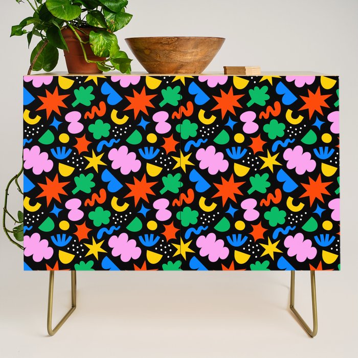 Colorful abstract organic shape art pattern Credenza Gallery Image 1