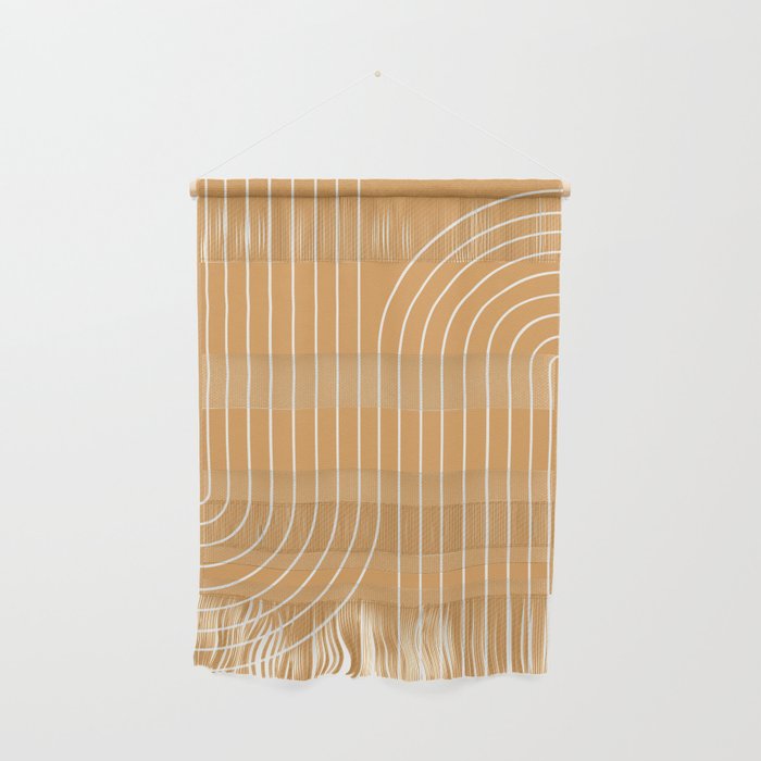 Minimal Line Curvature XII Orange Mid Century Modern Arch Abstract Wall Hanging Gallery Image 1