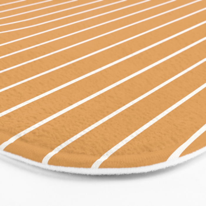Minimal Line Curvature XII Orange Mid Century Modern Arch Abstract Bath Mat Gallery Image 3