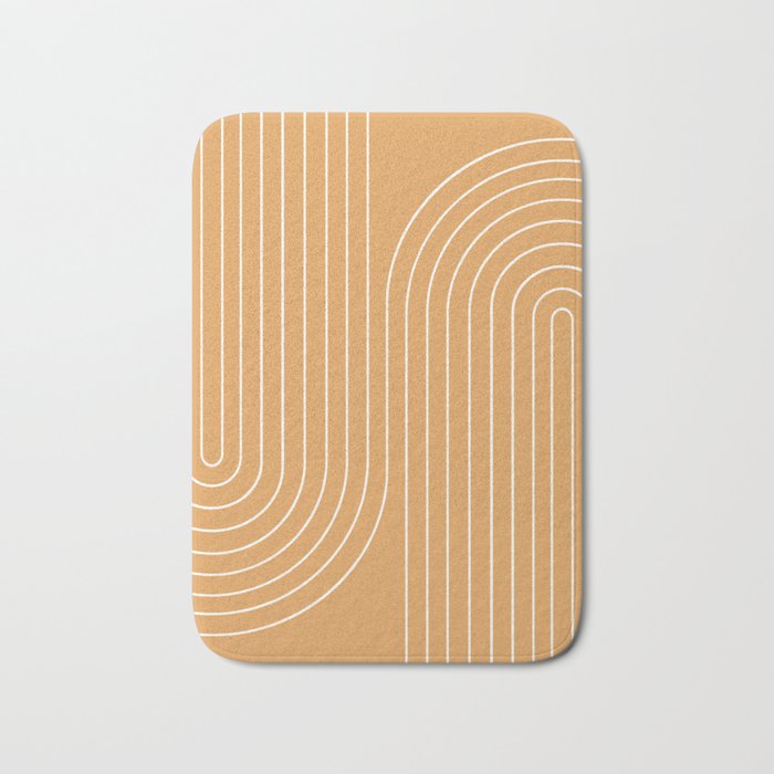Minimal Line Curvature XII Orange Mid Century Modern Arch Abstract Bath Mat Gallery Image 1