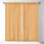 Minimal Line Curvature XII Orange Mid Century Modern Arch Abstract Window Curtain Gallery Image 5
