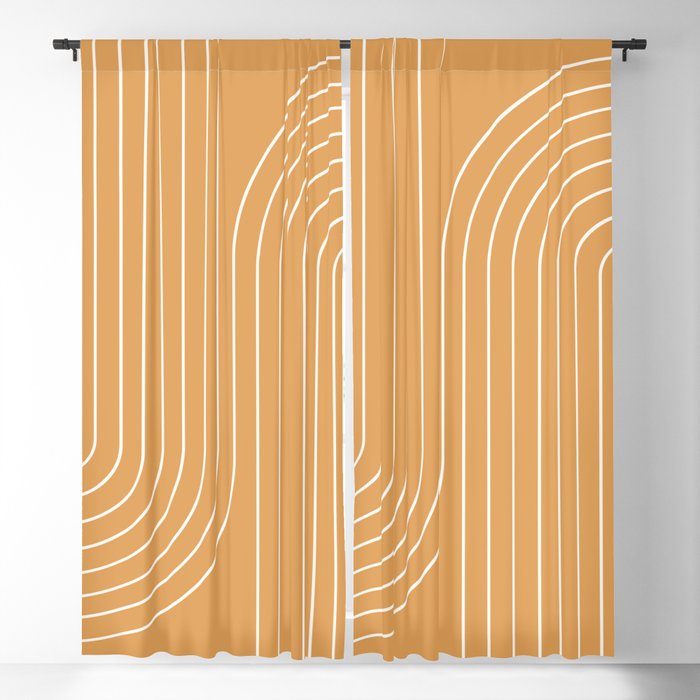 Minimal Line Curvature XII Orange Mid Century Modern Arch Abstract Window Curtain Gallery Image 5