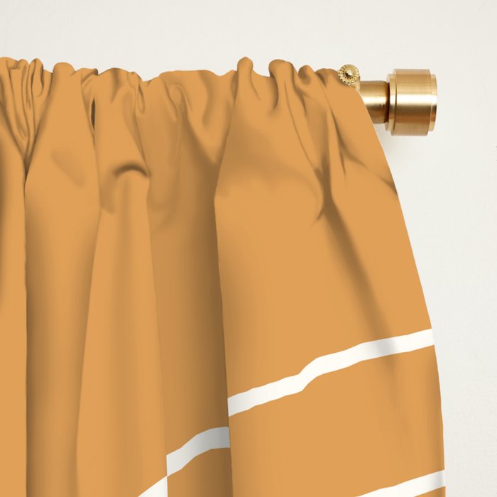 Minimal Line Curvature XII Orange Mid Century Modern Arch Abstract Window Curtain Gallery Image 2