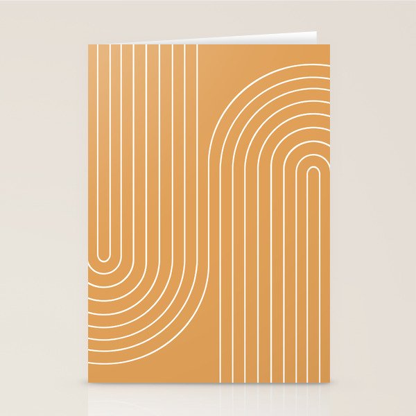 Minimal Line Curvature XII Orange Mid Century Modern Arch Abstract Stationery Card Gallery Image 2