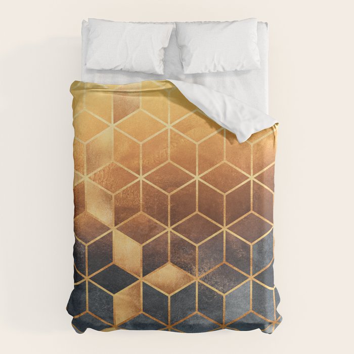 Golden Gradient Cubes Duvet Cover Gallery Image 1