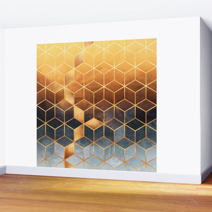 Golden Gradient Cubes Wall Mural Gallery Image 2