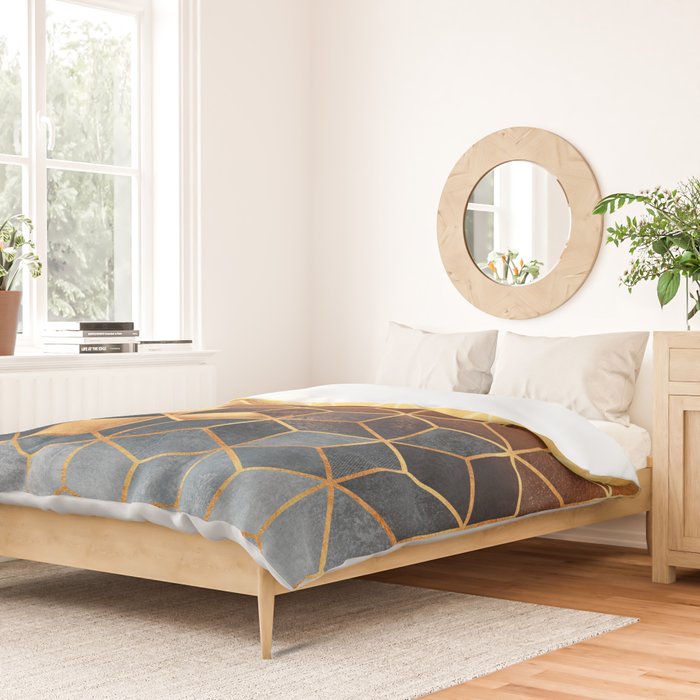 Golden Gradient Cubes Duvet Cover Gallery Image 2