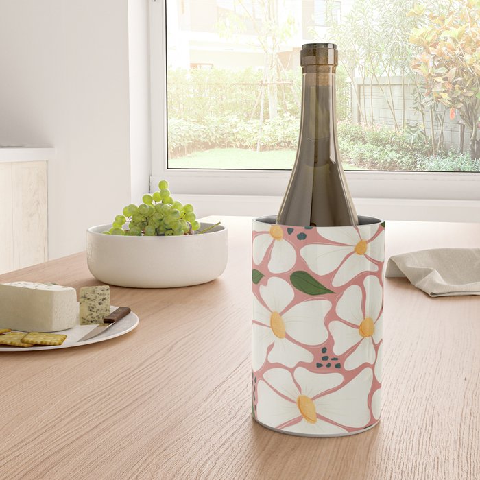 White Daisies On Pink Wine Chiller Gallery Image 4