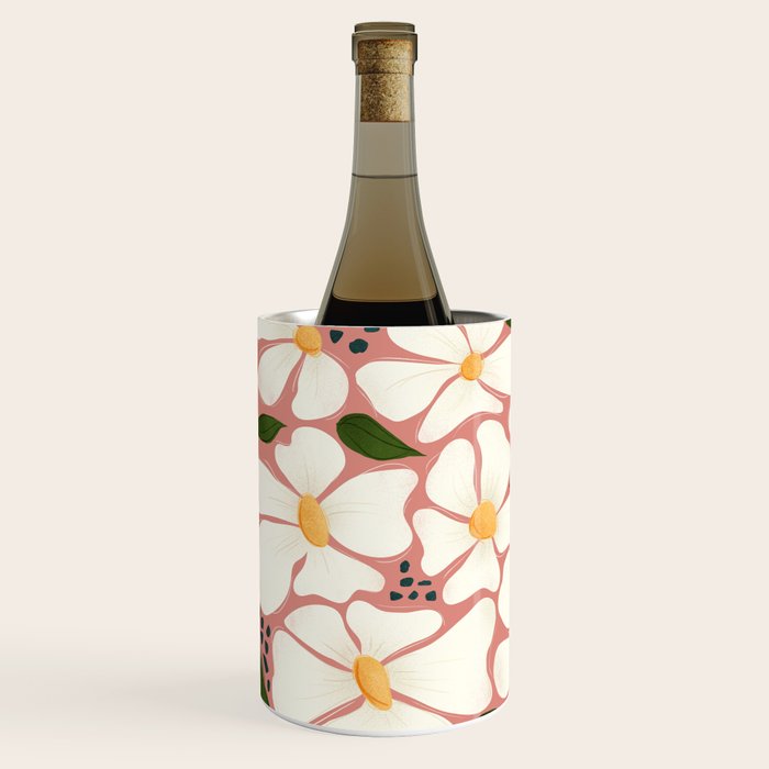 White Daisies On Pink Wine Chiller Gallery Image 1