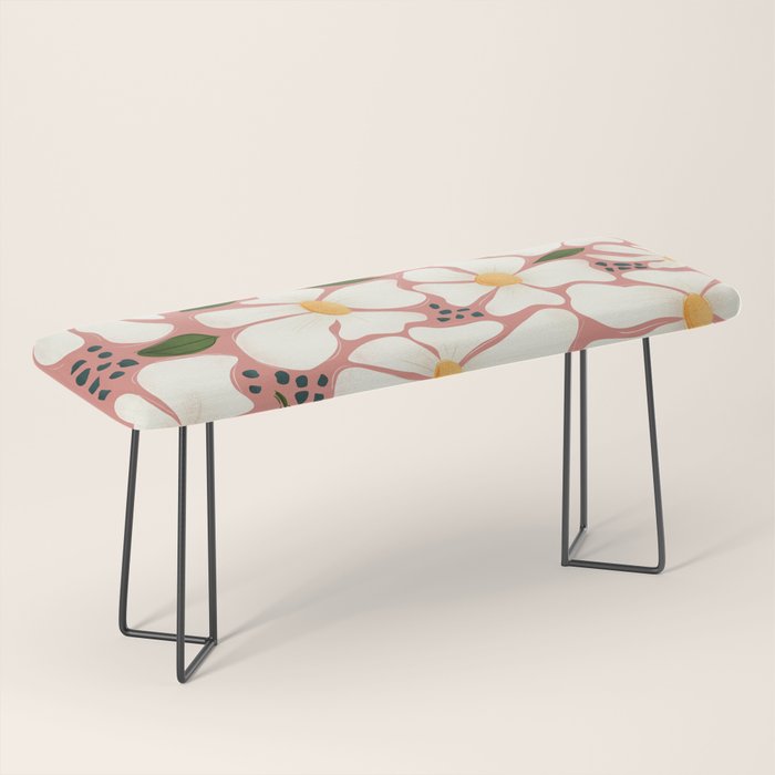 White Daisies On Pink Bench Gallery Image 1