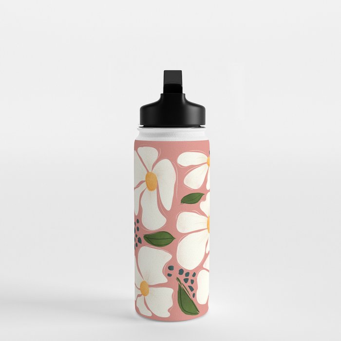 White Daisies On Pink Water Bottle Gallery Image 3