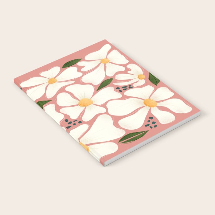White Daisies On Pink Notebook Gallery Image 1