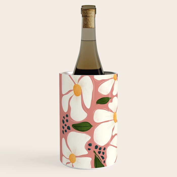 White Daisies On Pink Wine Chiller Gallery Image 2