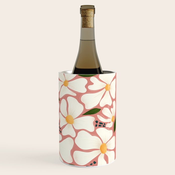 White Daisies On Pink Wine Chiller Gallery Image 3