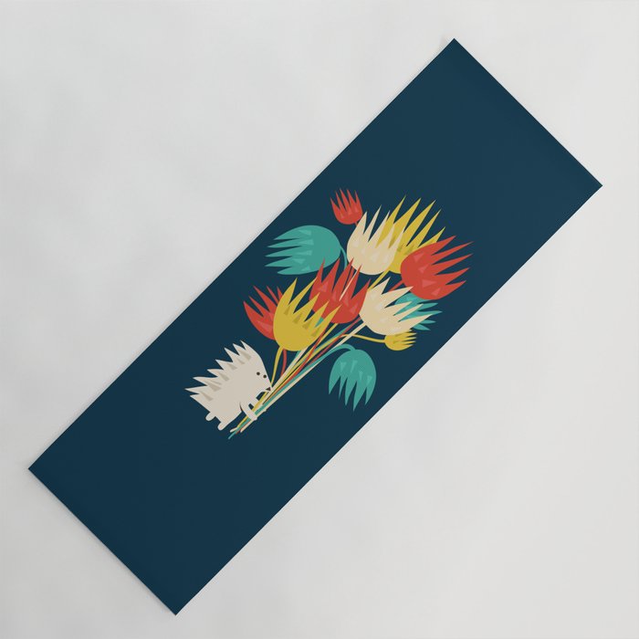 Hedgehog with flowers Yoga Mat Gallery Image 1