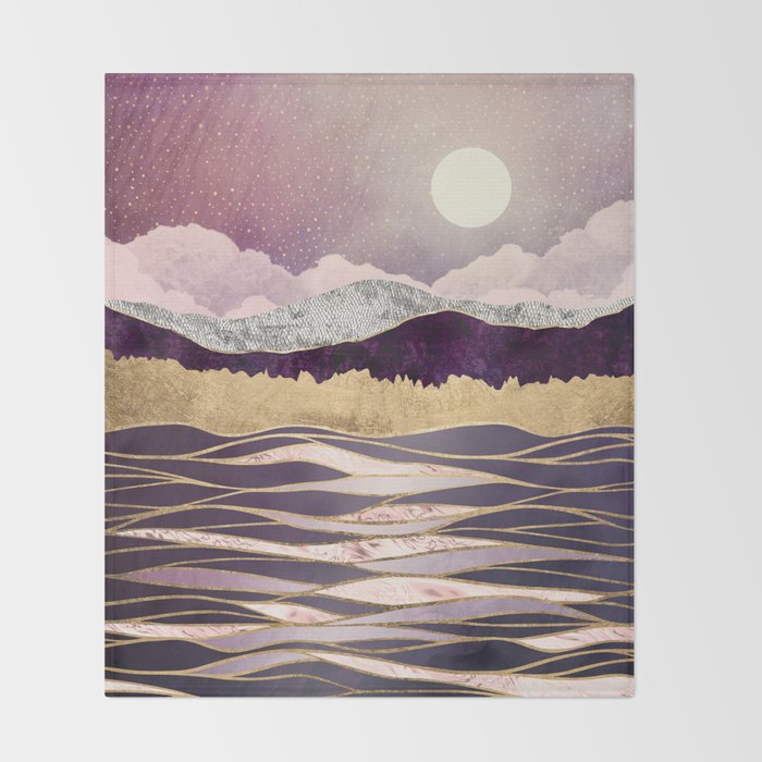 Lunar Waves Throw Blanket Gallery Image 2