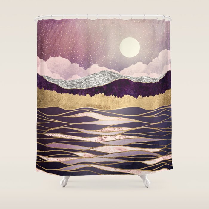 Lunar Waves Shower Curtain Gallery Image 1